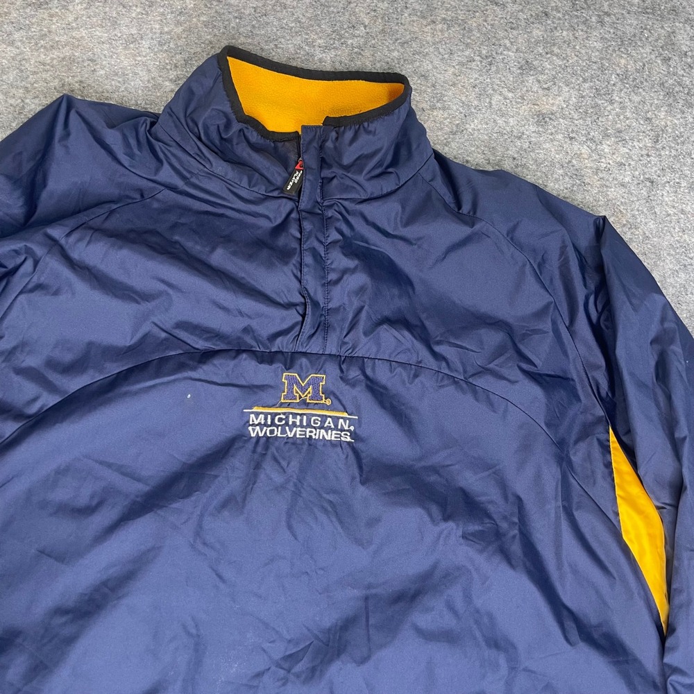 Michigan Wolverines Pullover‎ Jacket Windbreaker Reversible Fleece XL